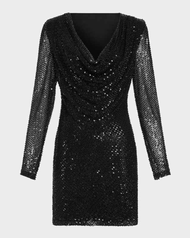 Leon Sequined Mesh Mini Dress